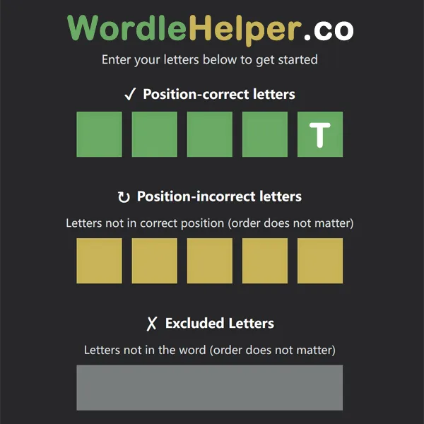 5-letter words ending in t