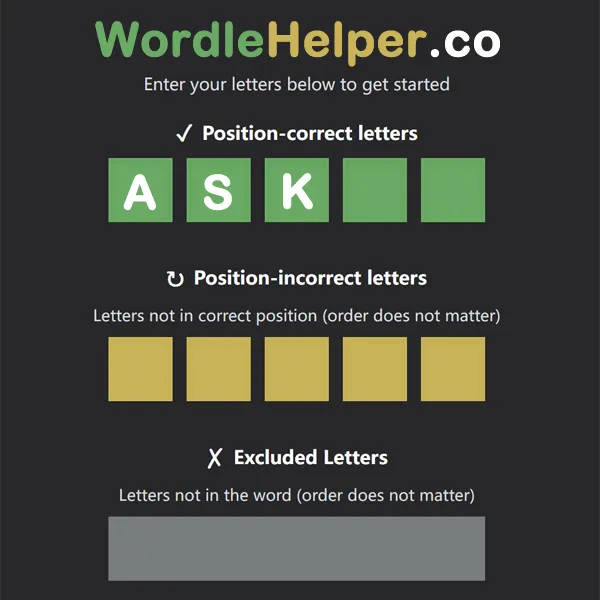 5-letter words starting with ask